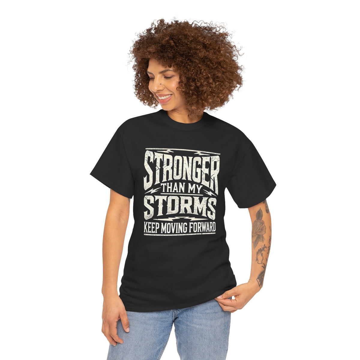 Stronger Than My Storms, Comfortable, Unisex, Heavy Cotton Tee