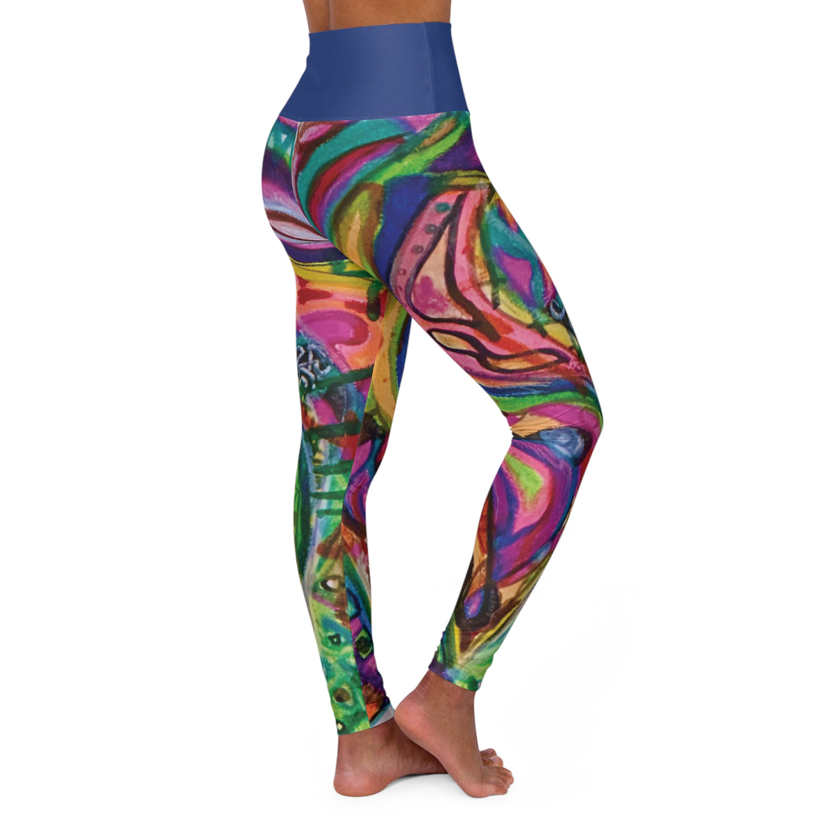 Vortex Solid Belt High Waisted Yoga Leggings (AOP)