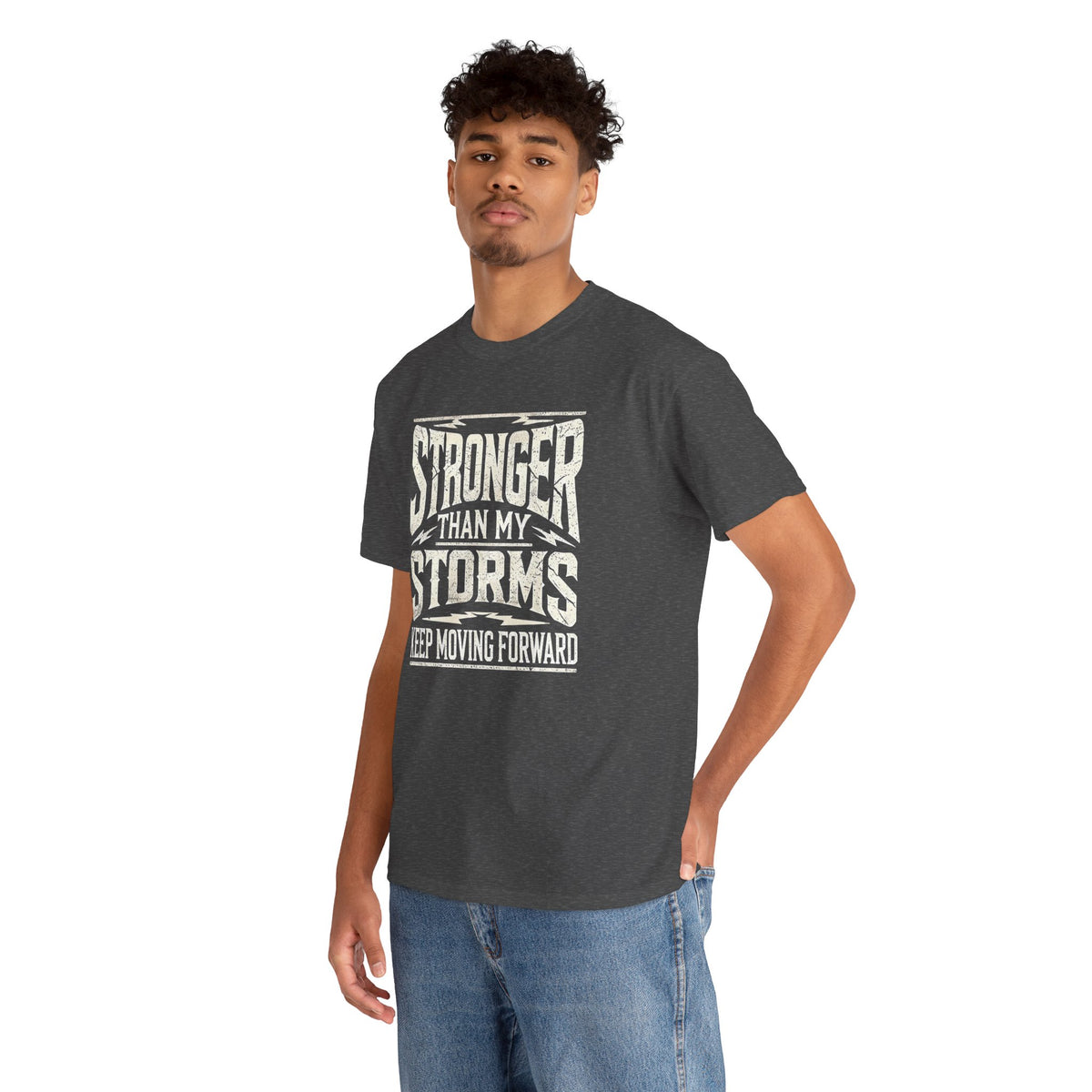 Stronger Than My Storms, Comfortable, Unisex, Heavy Cotton Tee