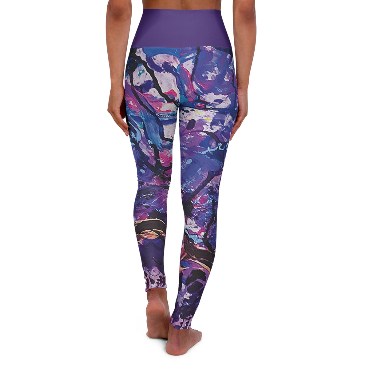 Purple Haze solid belt High Waisted Yoga Leggings (AOP)