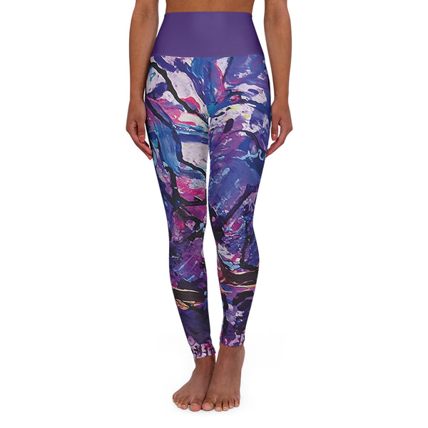 Purple Haze solid belt High Waisted Yoga Leggings (AOP