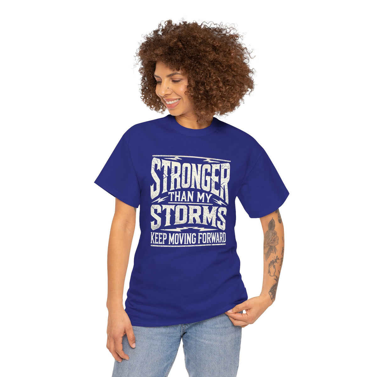 Stronger Than My Storms, Comfortable, Unisex, Heavy Cotton Tee