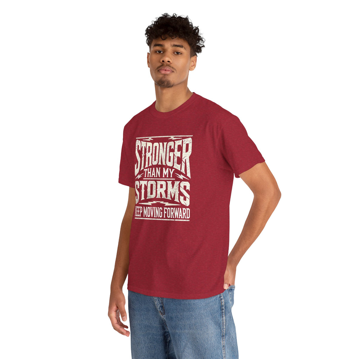 Stronger Than My Storms, Comfortable, Unisex, Heavy Cotton Tee