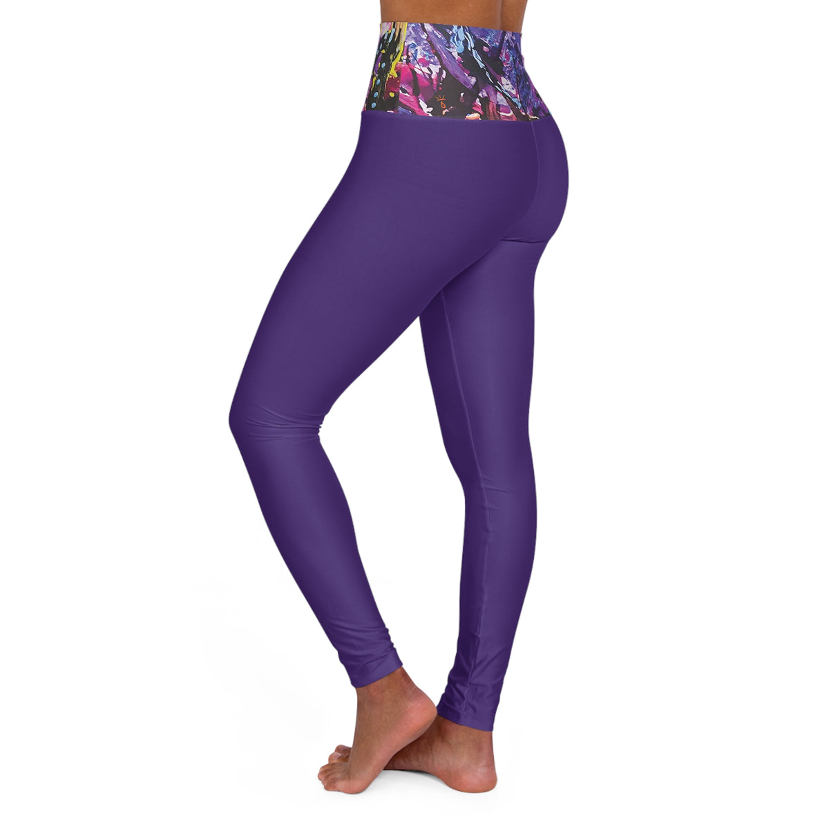 Purple Haze Purple High Waisted Yoga Leggings (AOP)