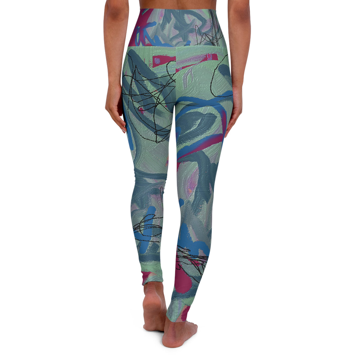 Total Mint and Berry High Waisted Yoga Leggings (AOP)