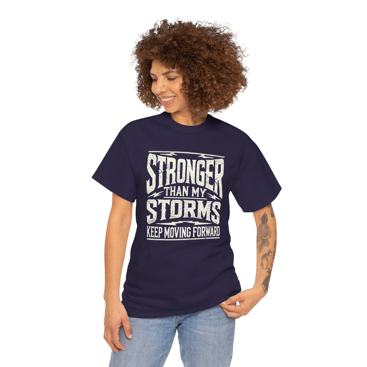 Stronger Than My Storms, Comfortable, Unisex, Heavy Cotton Tee