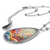 Music Makes a Difference in This Jello World Pendant, Oval Necklace, Gift for Music Lovers, Boho Pendant, Statement, Festival Accessory,