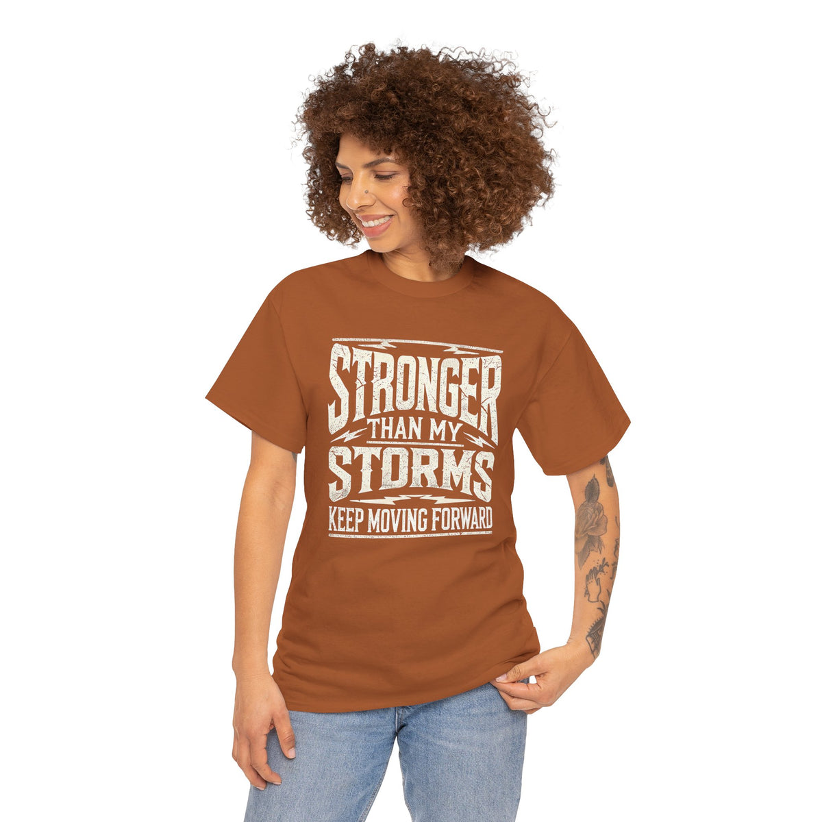 Stronger Than My Storms, Comfortable, Unisex, Heavy Cotton Tee