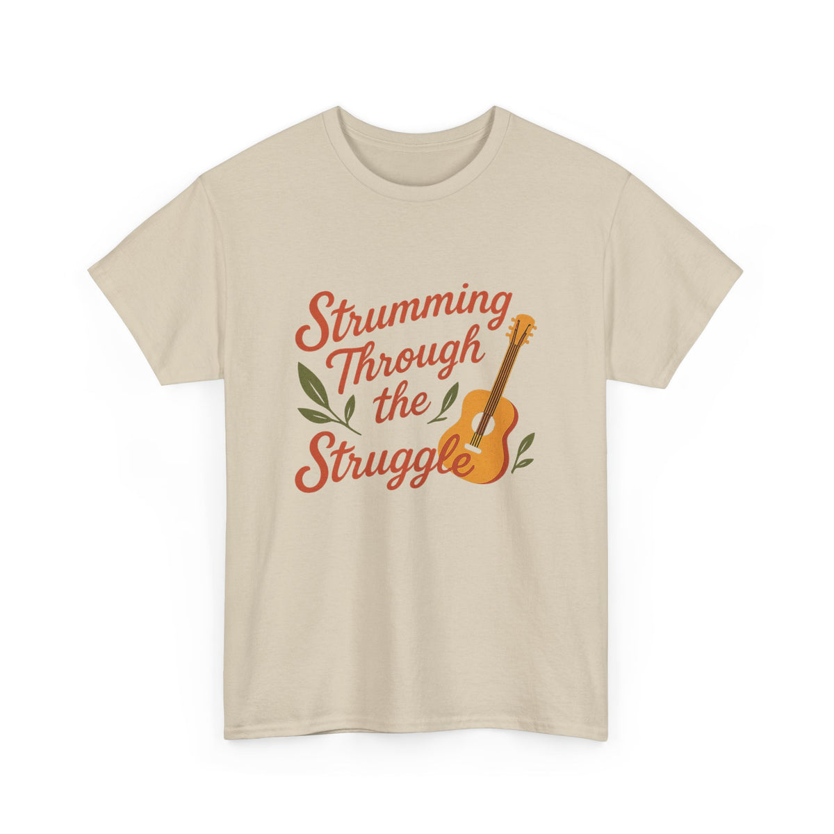 Strumming Through the Struggle, Comfortable, Unisex, Cotton Tee - Music Lover Shirt