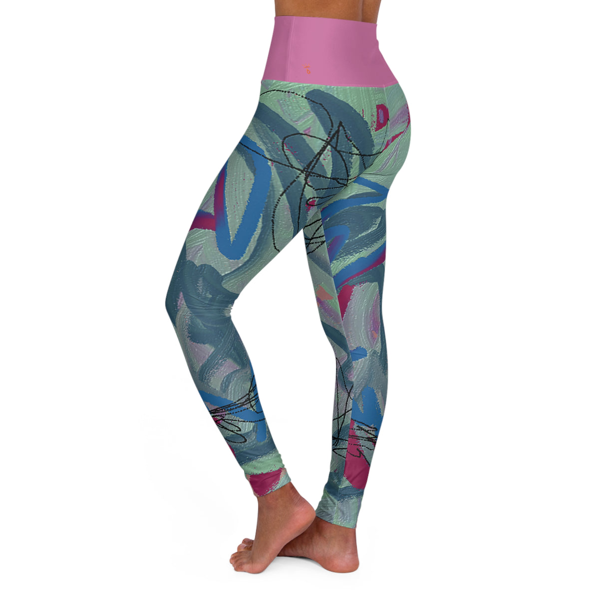 Mint and Berry Solid Belt High Waisted Yoga Leggings (AOP)