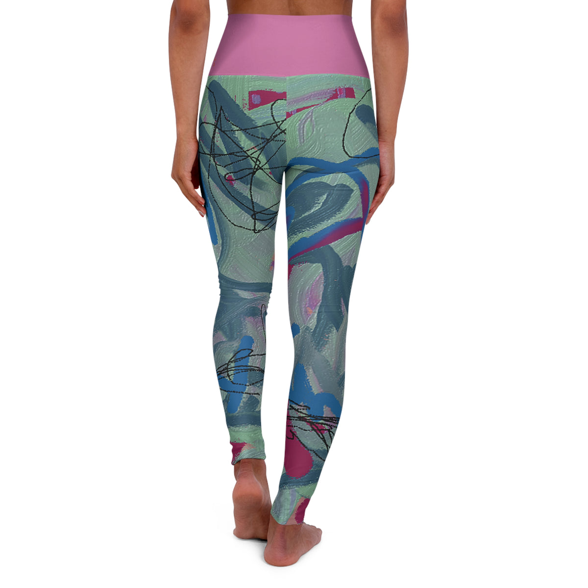 Mint and Berry Solid Belt High Waisted Yoga Leggings (AOP)