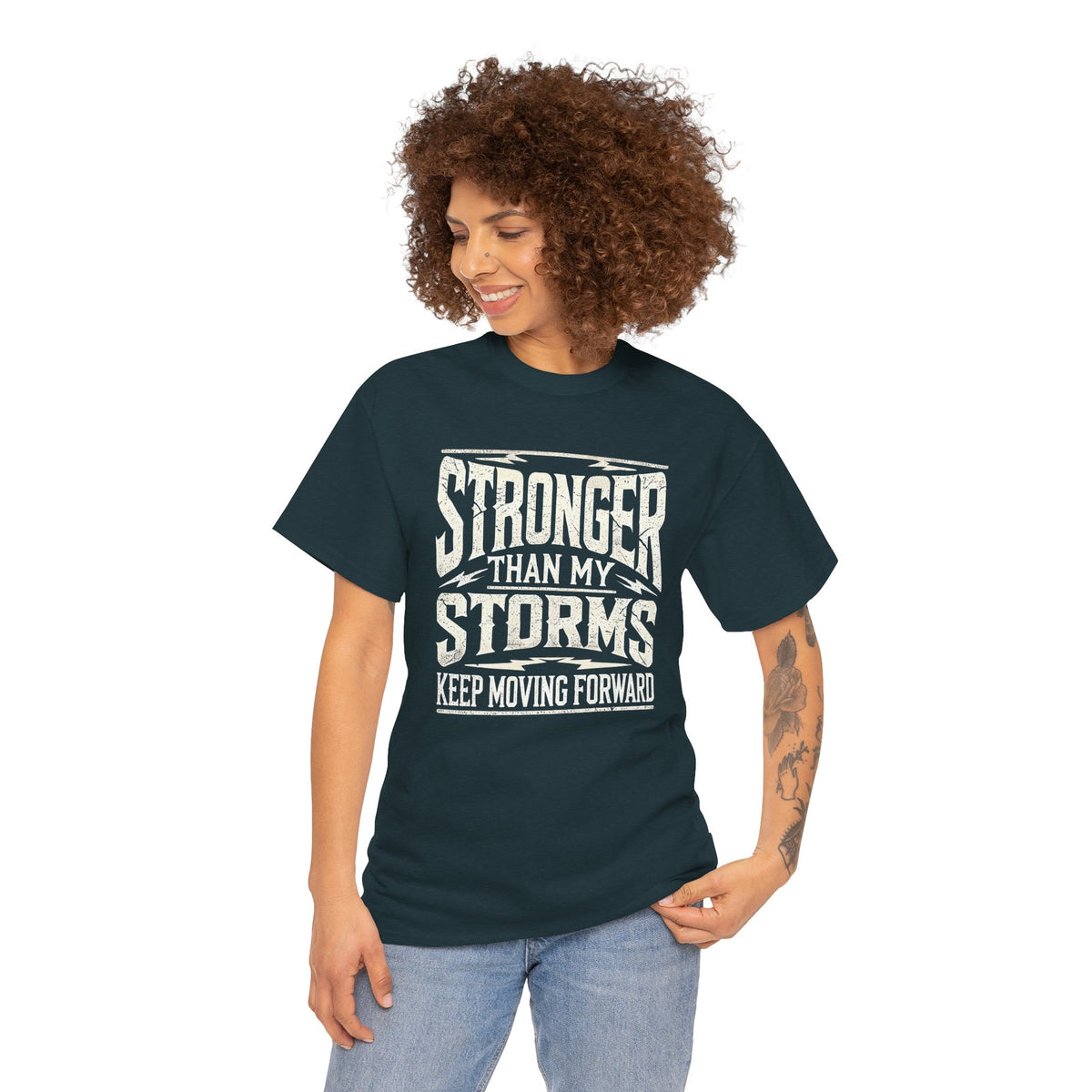 Stronger Than My Storms, Comfortable, Unisex, Heavy Cotton Tee