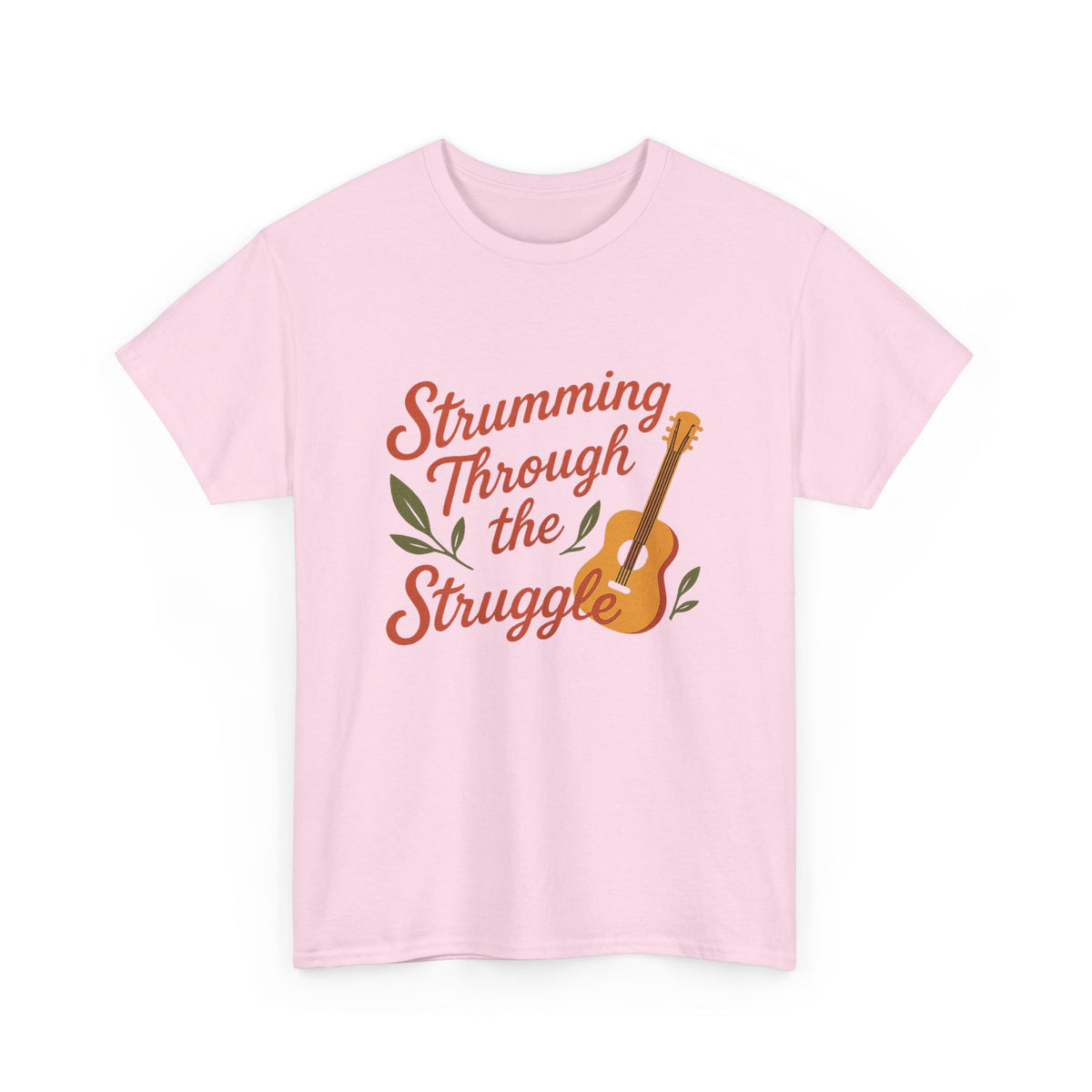 Strumming Through the Struggle, Comfortable, Unisex, Cotton Tee - Music Lover Shirt