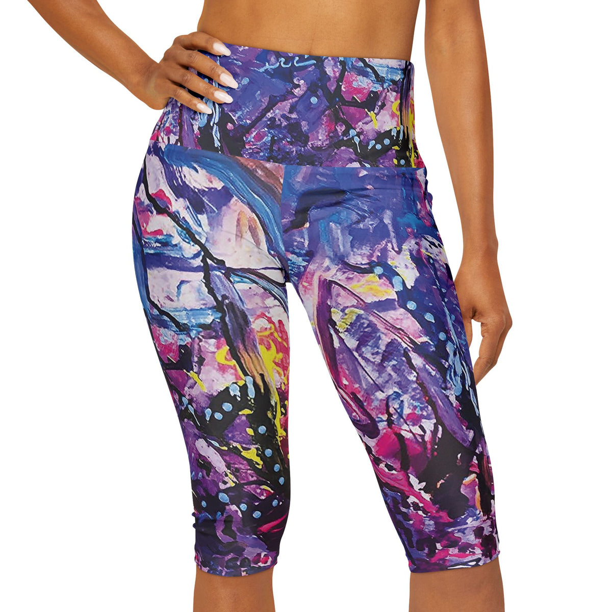 Purple Haze All-Over Print Yoga Capri Leggings – KYSCOMA Wearable Art, Boho Activewear
