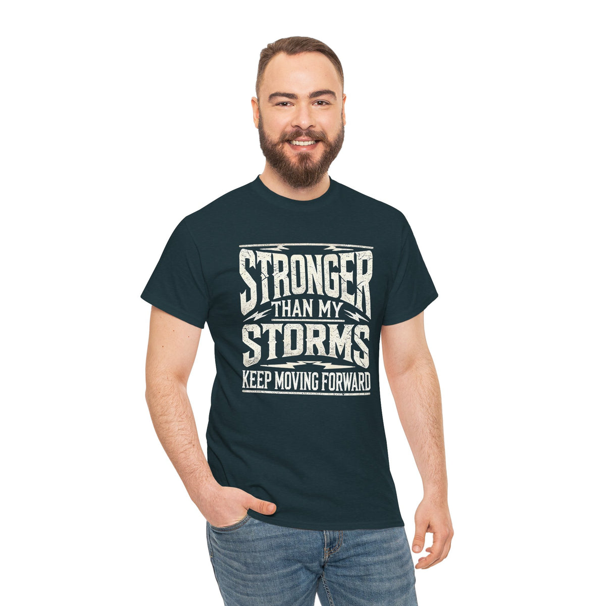 Stronger Than My Storms, Comfortable, Unisex, Heavy Cotton Tee