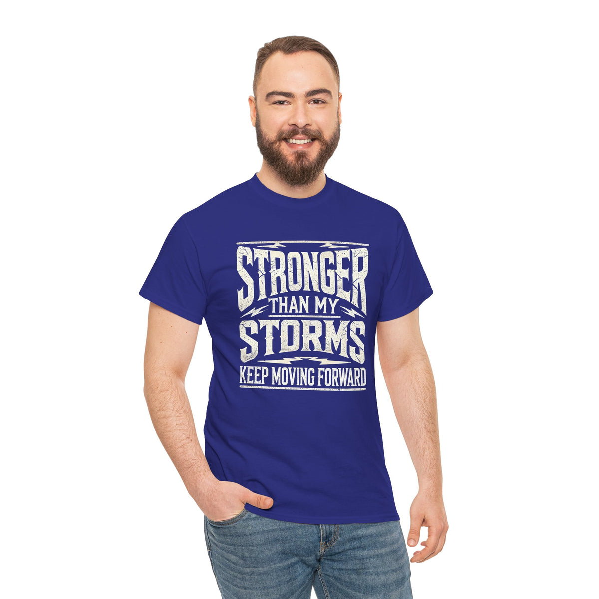 Stronger Than My Storms, Comfortable, Unisex, Heavy Cotton Tee