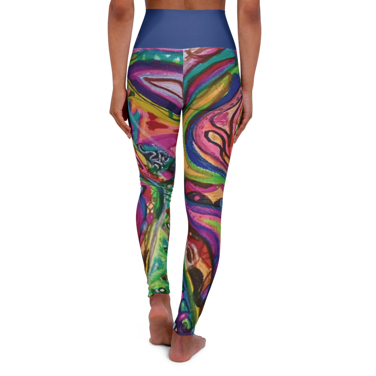 Vortex Solid Belt High Waisted Yoga Leggings (AOP)