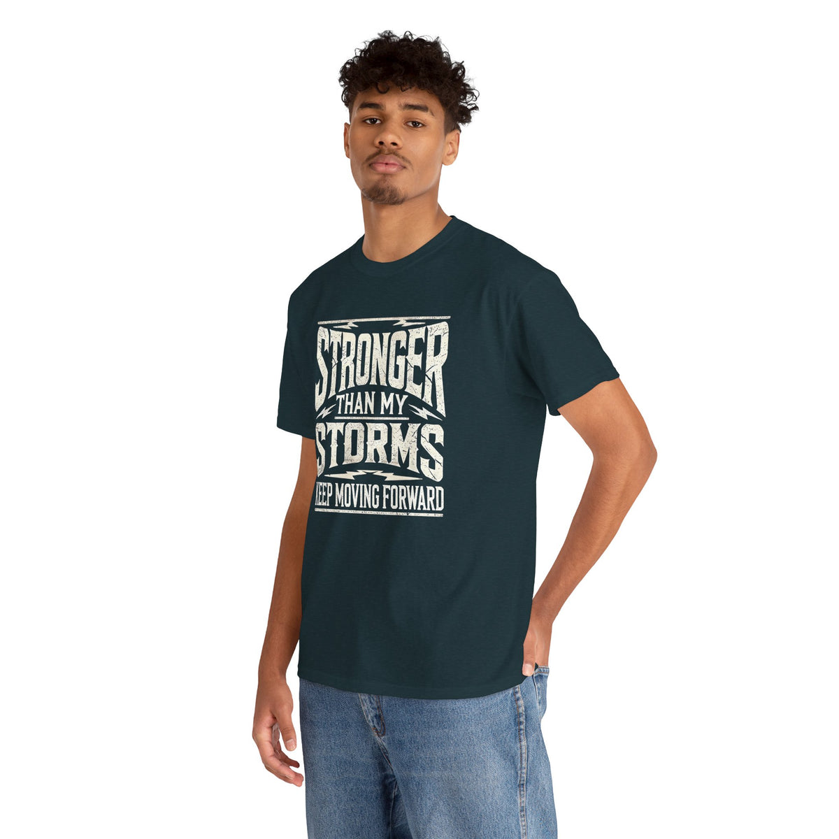 Stronger Than My Storms, Comfortable, Unisex, Heavy Cotton Tee