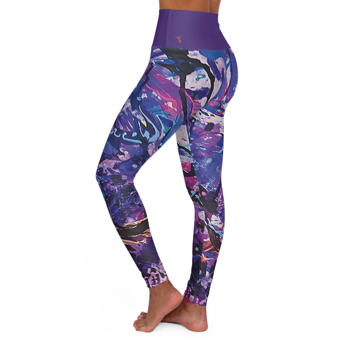 Purple Haze solid belt High Waisted Yoga Leggings (AOP)