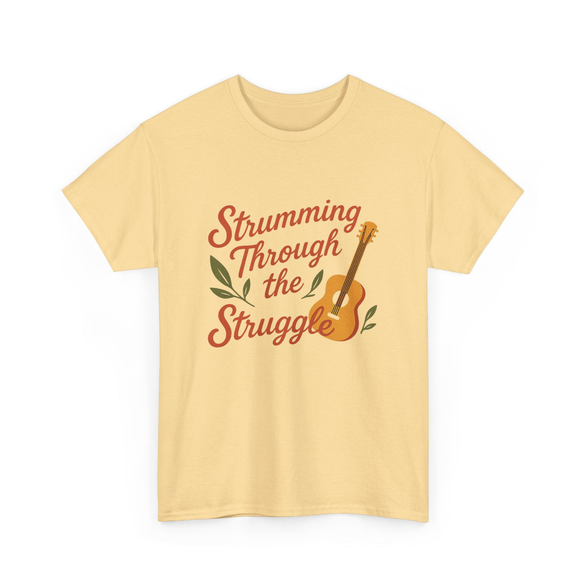 Strumming Through the Struggle, Comfortable, Unisex, Cotton Tee - Music Lover Shirt