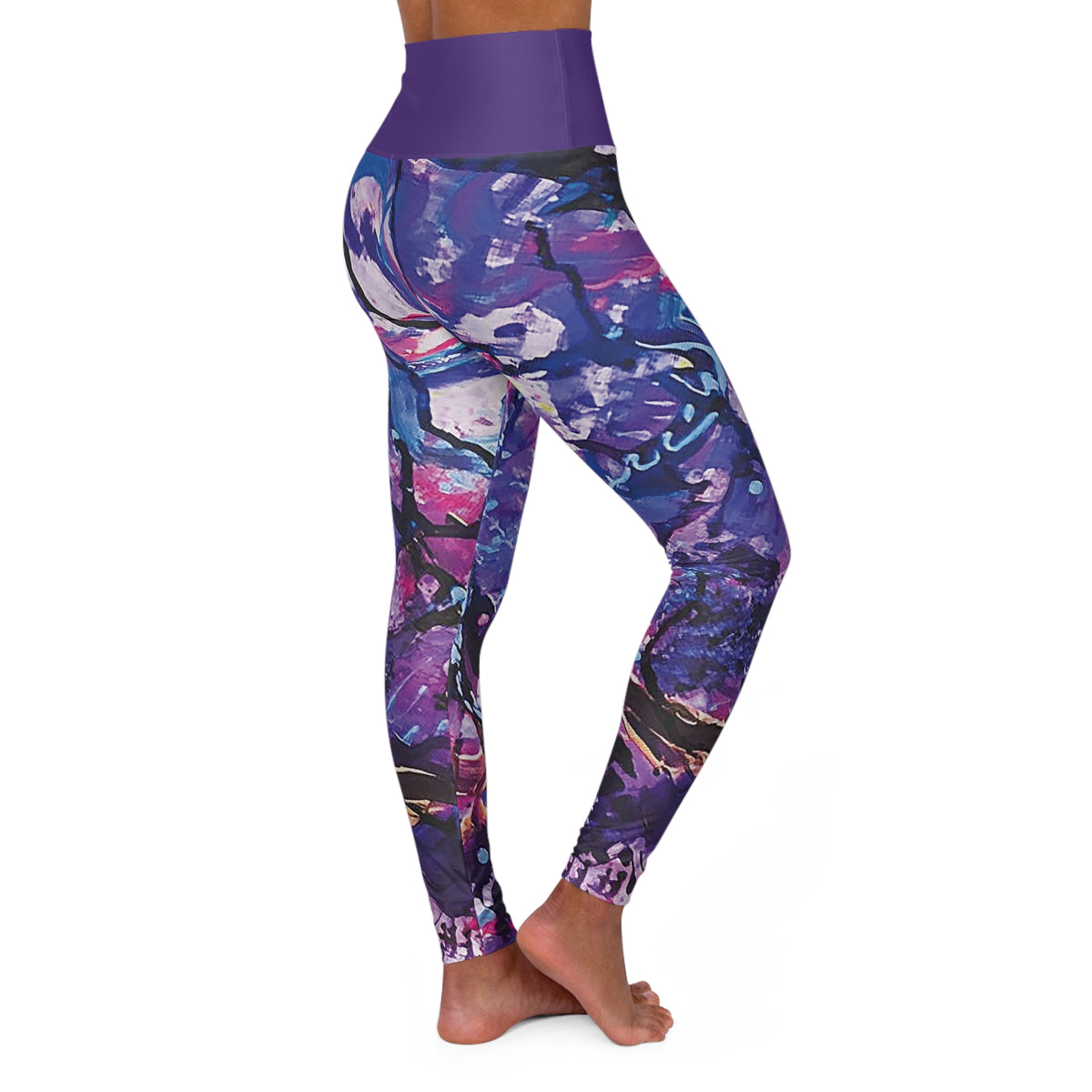 Purple Haze solid belt High Waisted Yoga Leggings (AOP)