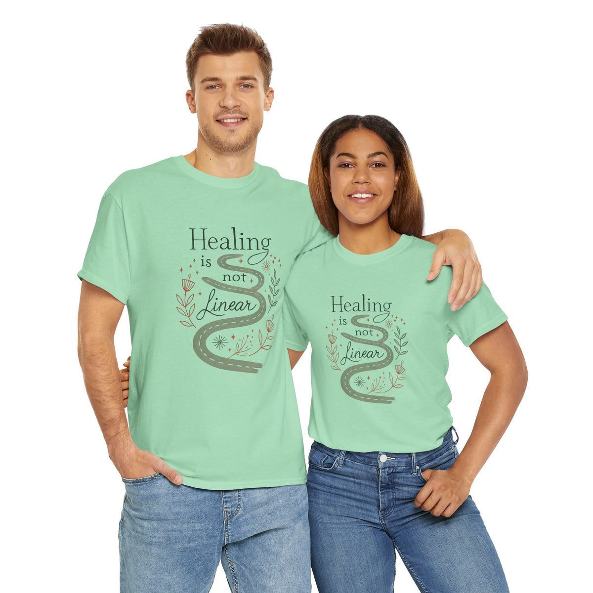 Healing is Not Linear, Comfortable, Unisex Heavy Cotton