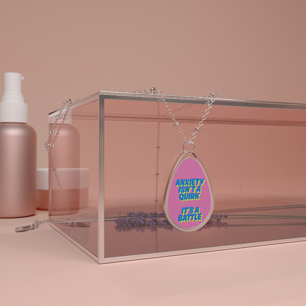 Anxiety Battle | Oval Pendant Necklace