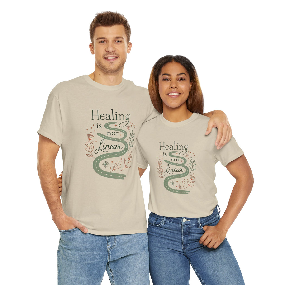 Healing is Not Linear, Comfortable, Unisex Heavy Cotton