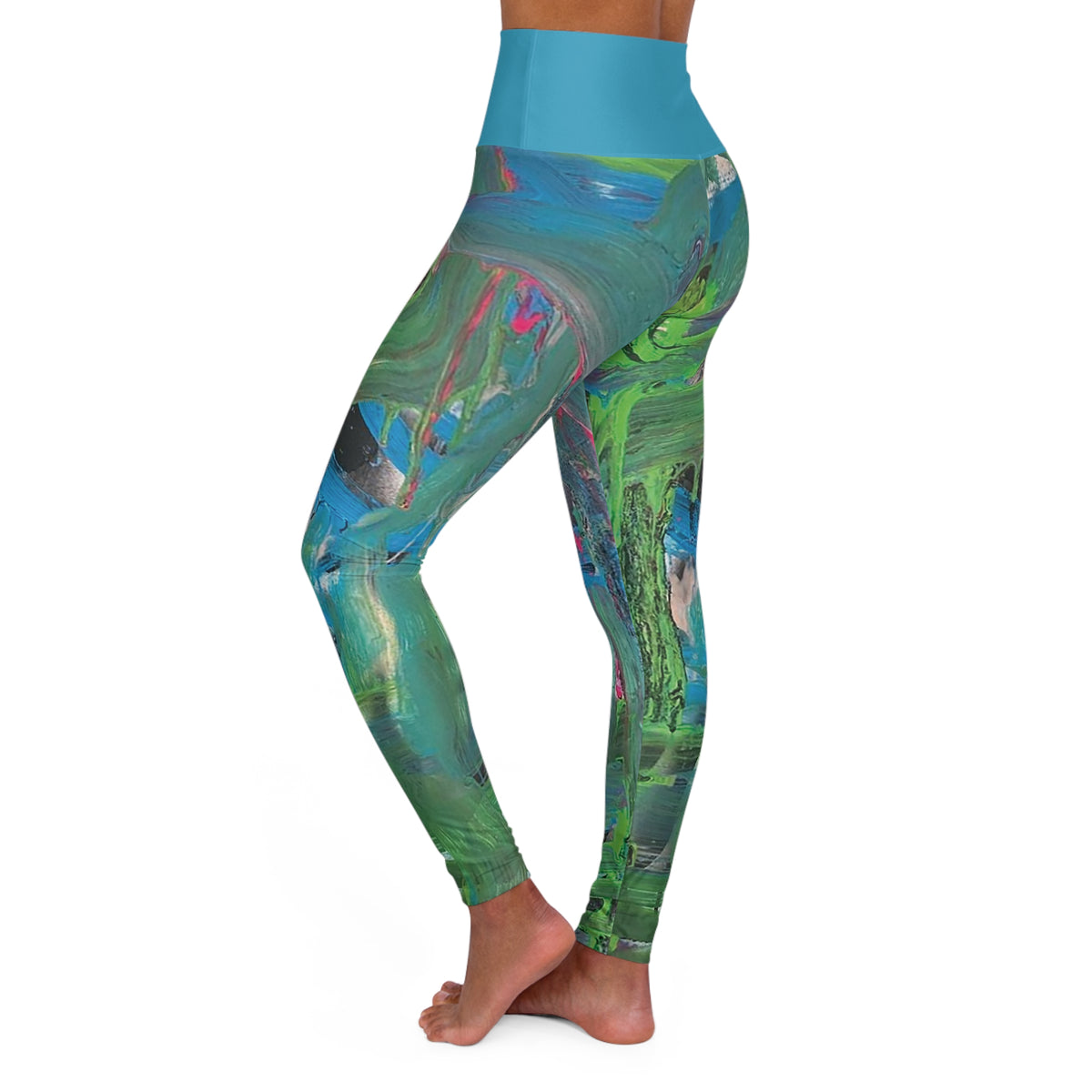 Jungle Mist Solid Belt High Waisted Yoga Leggings (AOP)