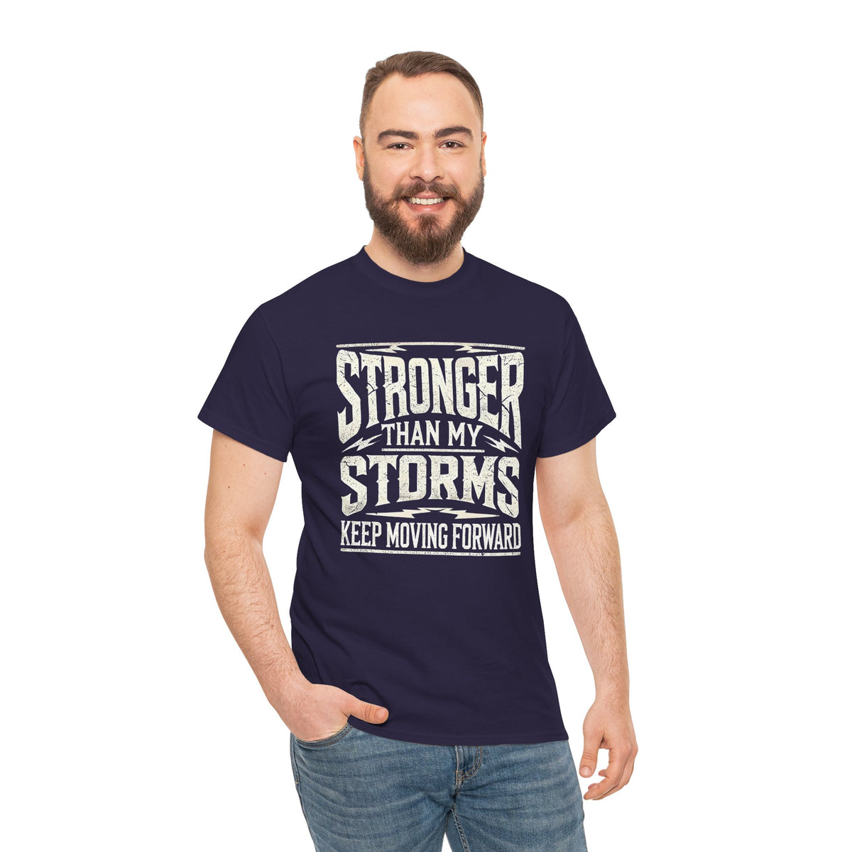Stronger Than My Storms, Comfortable, Unisex, Heavy Cotton Tee