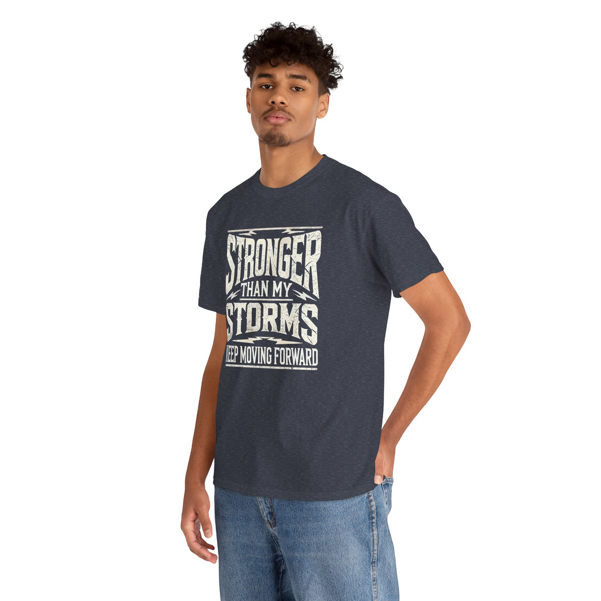 Stronger Than My Storms, Comfortable, Unisex, Heavy Cotton Tee