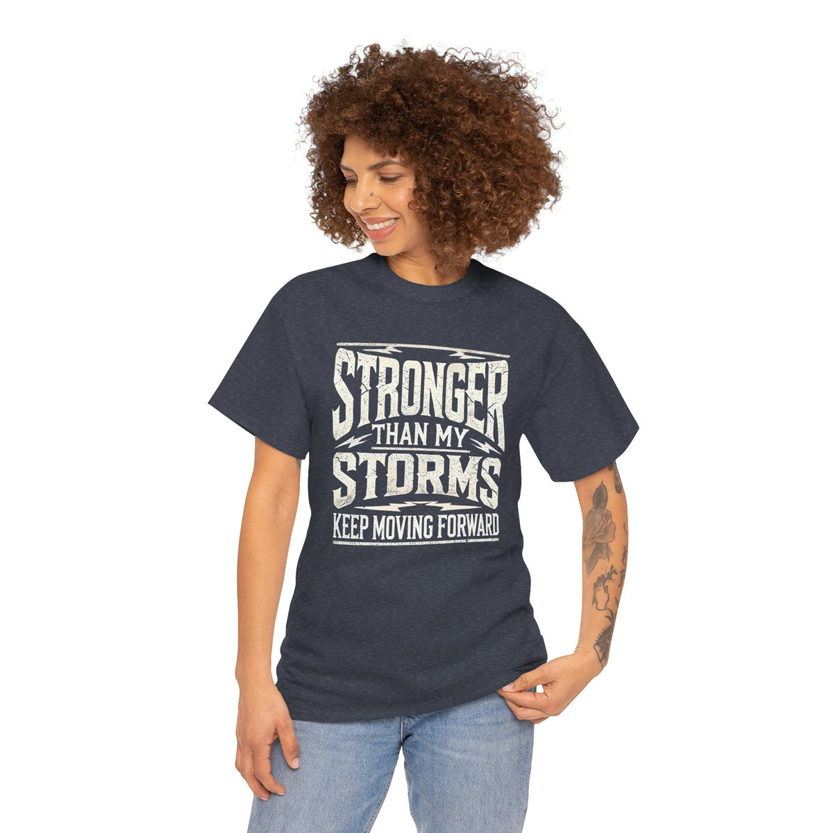 Stronger Than My Storms, Comfortable, Unisex, Heavy Cotton Tee