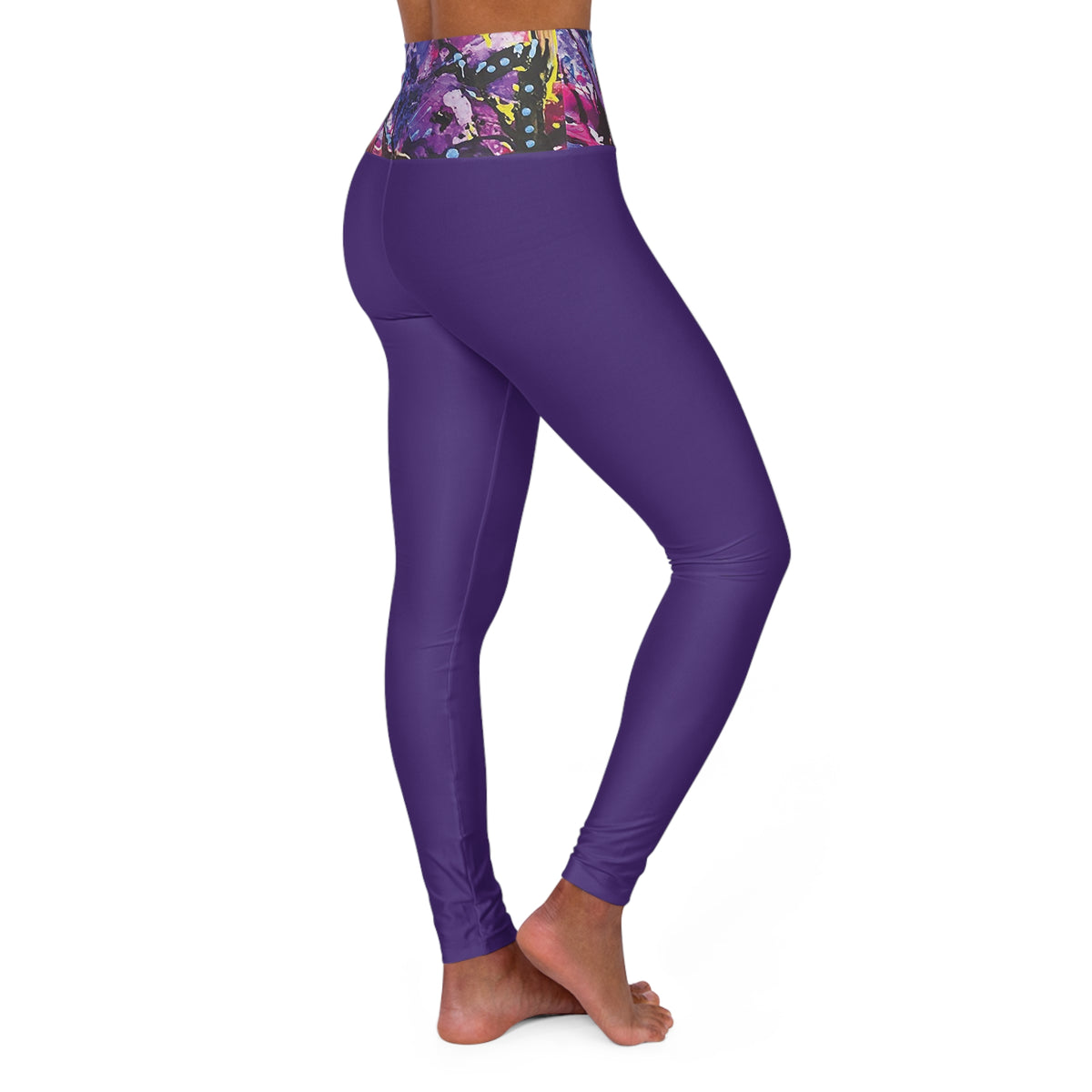 Purple Haze Purple High Waisted Yoga Leggings (AOP)