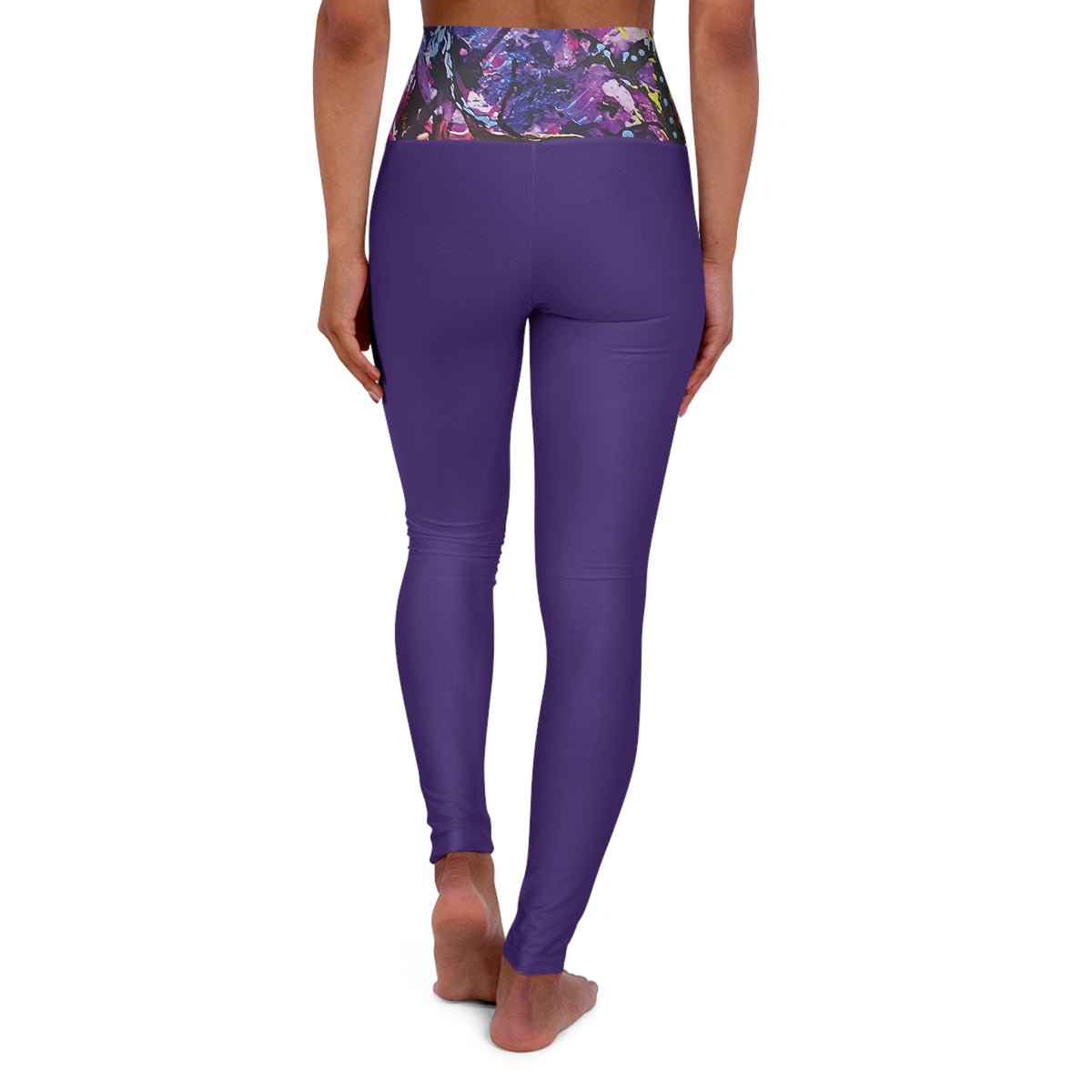 Purple Haze Purple High Waisted Yoga Leggings (AOP)