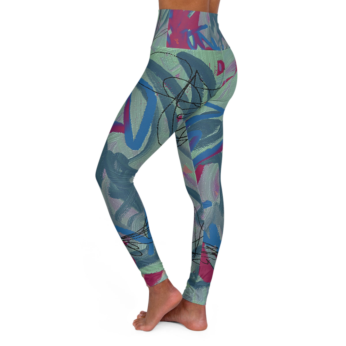 Total Mint and Berry High Waisted Yoga Leggings (AOP)