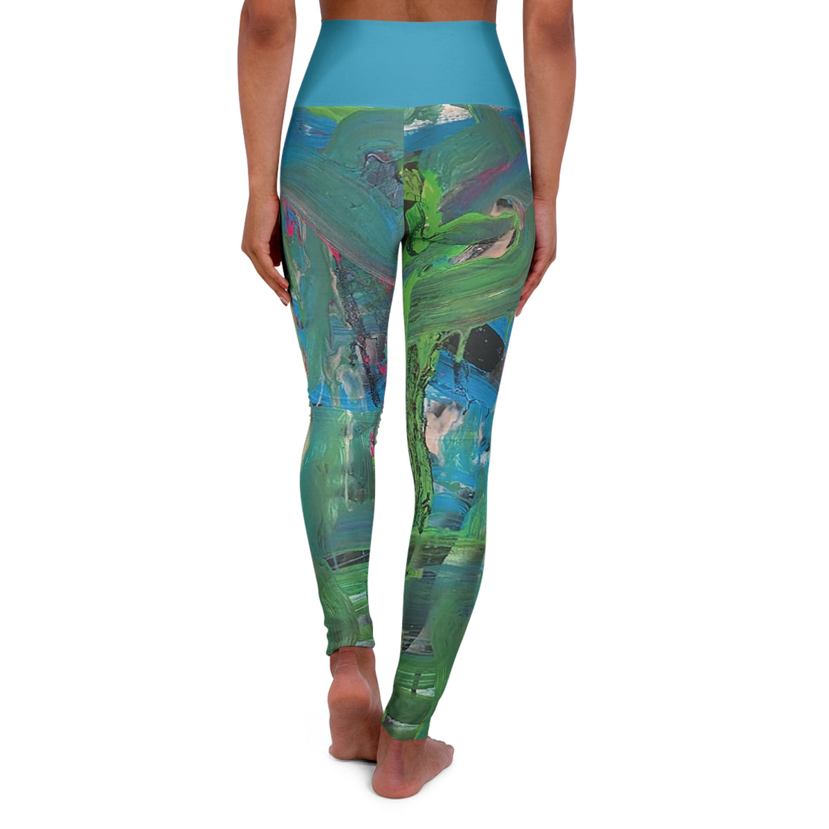 Jungle Mist Solid Belt High Waisted Yoga Leggings (AOP)