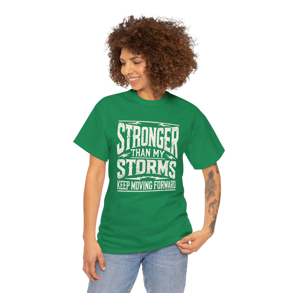 Stronger Than My Storms, Comfortable, Unisex, Heavy Cotton Tee