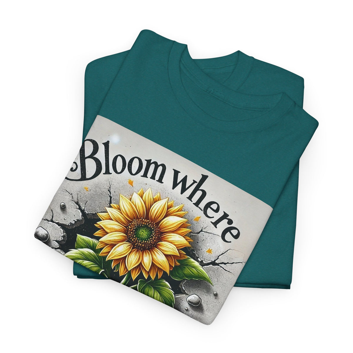 Bloom Where You're Planted, Comfortable, Unisex Heavy Cotton Tee - Inspirational Floral Graphic T-Shirt