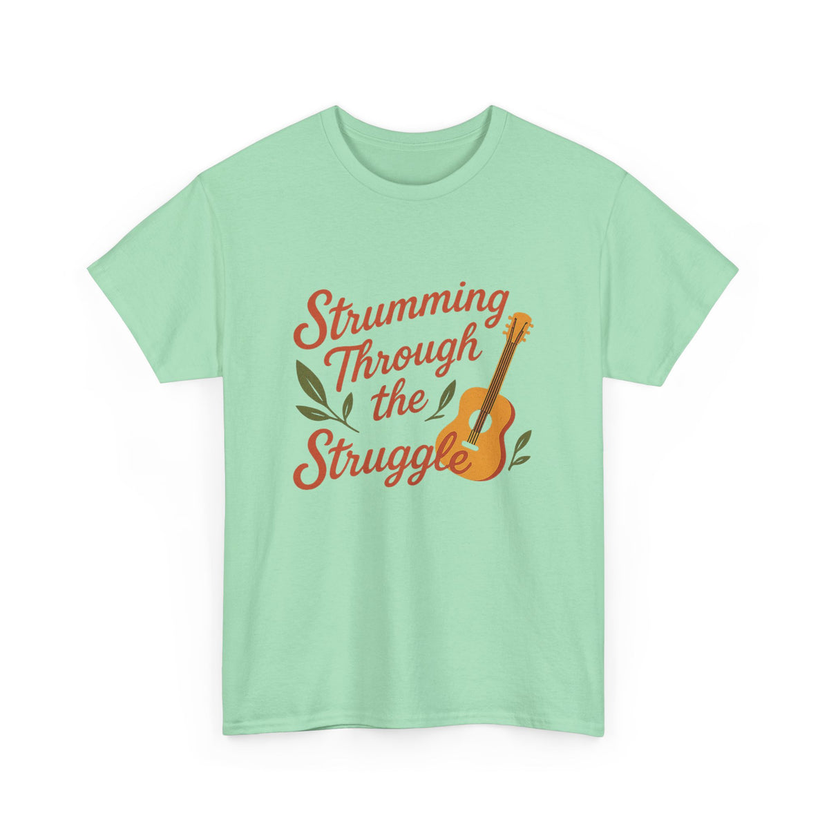 Strumming Through the Struggle, Comfortable, Unisex, Cotton Tee - Music Lover Shirt