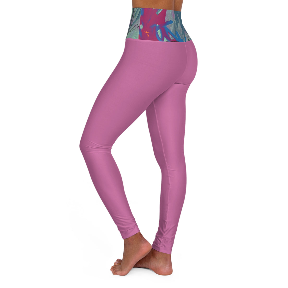 Mint and Berry Pink High Waisted Yoga Leggings (AOP)